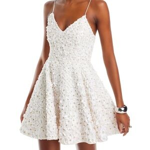ALICE AND OLIVIA Domenica Sleeveless Embellished White Mini Dress